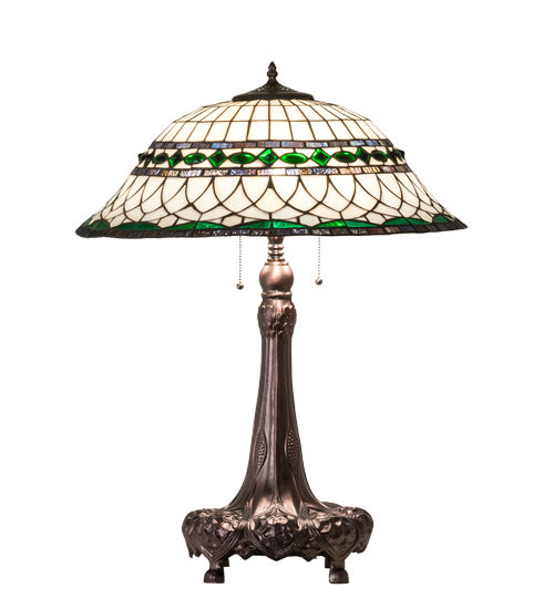 Meyda Tiffany 230467 Three Light Table Lamp, Mahogany Bronze