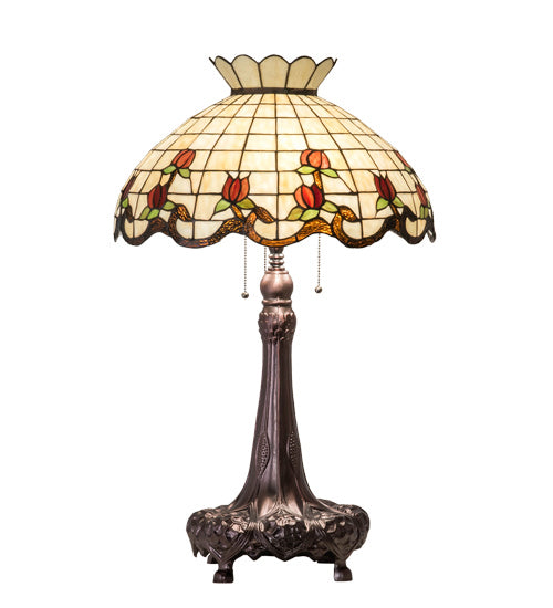 Meyda Tiffany 230473 Three Light Table Lamp, Mahogany Bronze