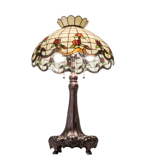 Meyda Tiffany 230473 Three Light Table Lamp, Mahogany Bronze