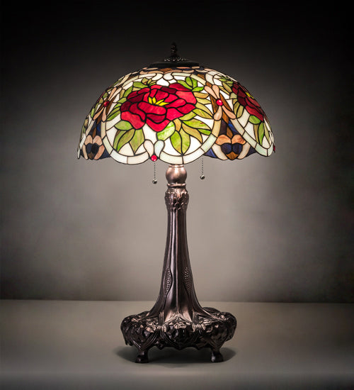 Meyda Tiffany 230476 Three Light Table Lamp, Mahogany Bronze