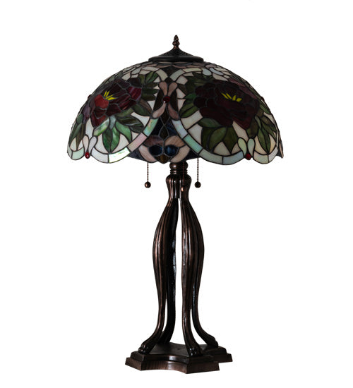 Meyda Tiffany 28804 Three Light Table Lamp, Mahogany Bronze