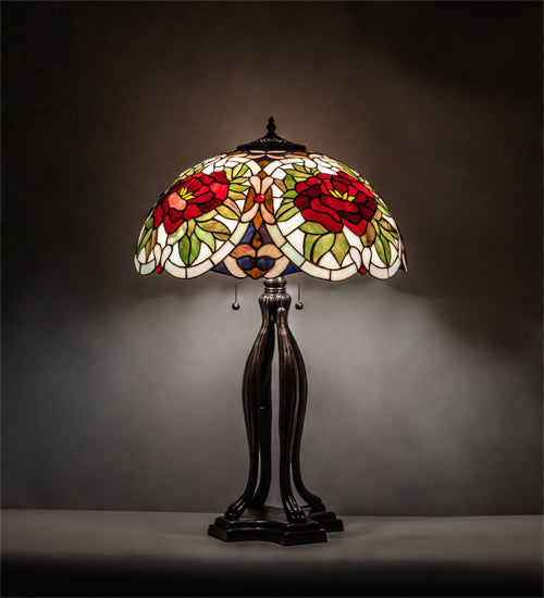 Meyda Tiffany 28804 Three Light Table Lamp, Mahogany Bronze