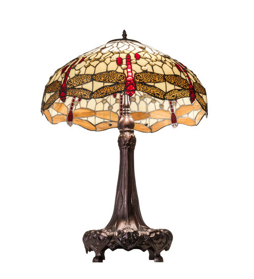 Meyda Tiffany 31664 Three Light Table Lamp, Mahogany Bronze