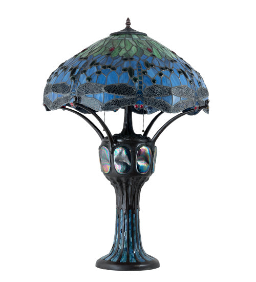 Meyda Tiffany 37946 Three Light Table Lamp, Mahogany Bronze