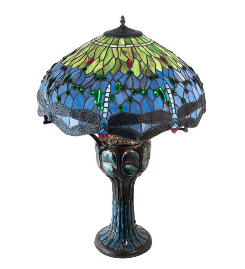 Meyda Tiffany 37946 Three Light Table Lamp, Mahogany Bronze