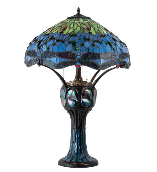 Meyda Tiffany 37946 Three Light Table Lamp, Mahogany Bronze