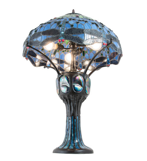 Meyda Tiffany 37946 Three Light Table Lamp, Mahogany Bronze