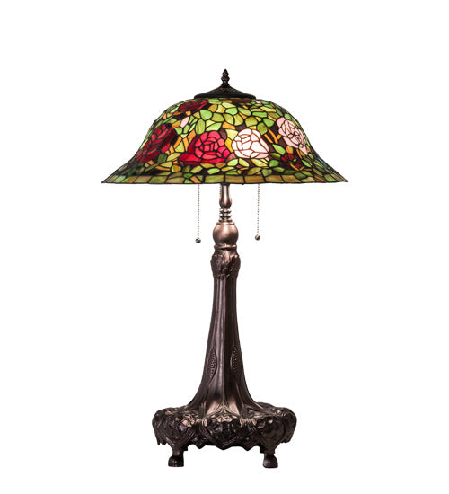 Meyda Tiffany 71388 Three Light Table Lamp, Mahogany Bronze