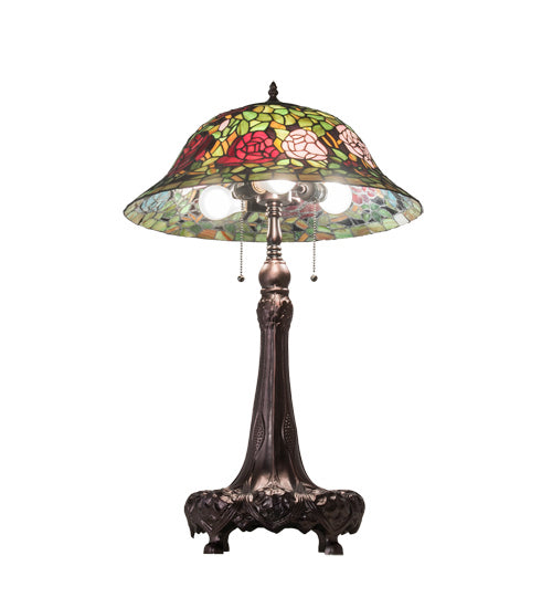 Meyda Tiffany 71388 Three Light Table Lamp, Mahogany Bronze