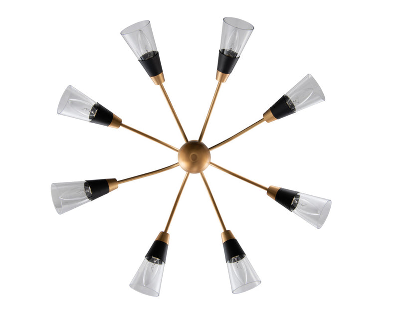 Kalco 513172BNB Eight Light Chandelier, Matte Black w New Brass