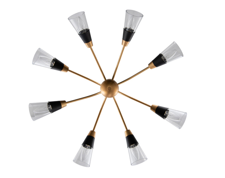 Kalco 513172BNB Eight Light Chandelier, Matte Black w New Brass