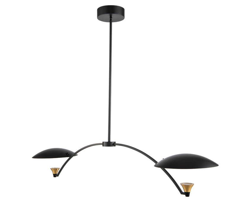 Kalco 513661BWB LED Island Pendant, Matte Black w White and Brass Accent