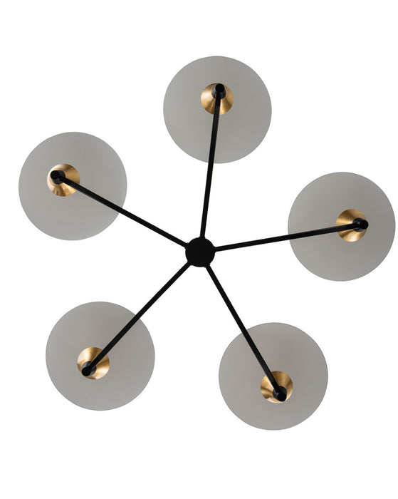 Kalco 513671BWB LED Chandelier, Matte Black w White and Brass Accent