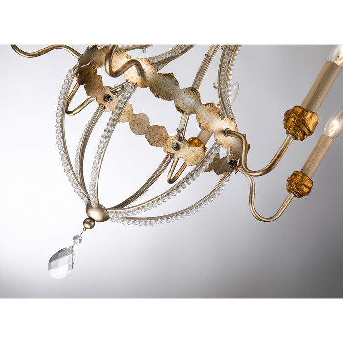 Lucas + McKearn CH1035-6 Six Light Chandelier, Distressed Silver/Gold