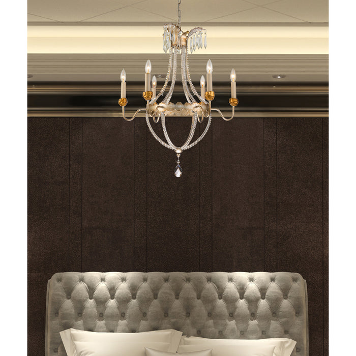 Lucas + McKearn CH1035-6 Six Light Chandelier, Distressed Silver/Gold