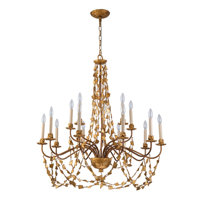 Lucas + McKearn CH1158-15 15 Light Chandelier, Gold Leaf