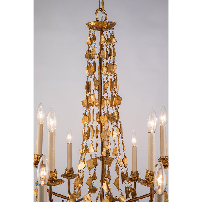 Lucas + McKearn CH1158-15 15 Light Chandelier, Gold Leaf
