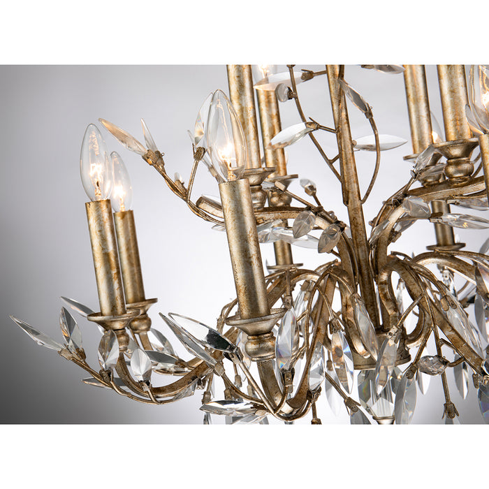 Lucas + McKearn CH6154-12 12 Light Chandelier, Silver W/Antique Glaze