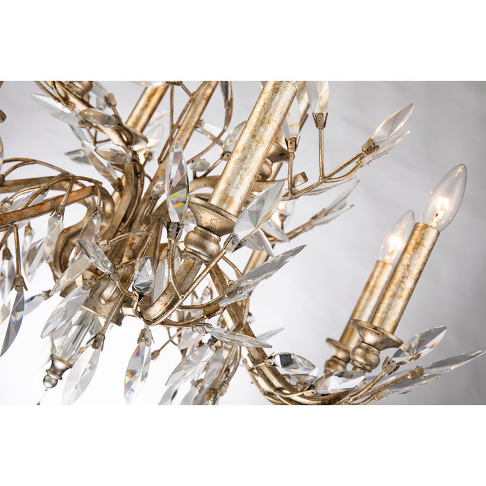 Lucas + McKearn CH6154-12 12 Light Chandelier, Silver W/Antique Glaze