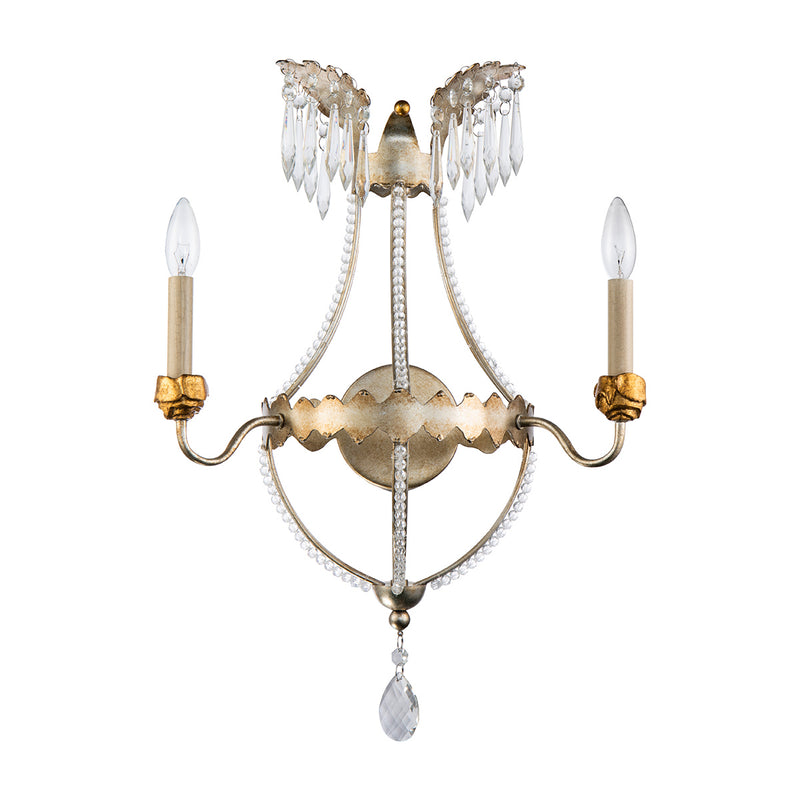 Lucas + McKearn SC1035-2 Two Light Wall Sconce, Distressed Silver/Gold