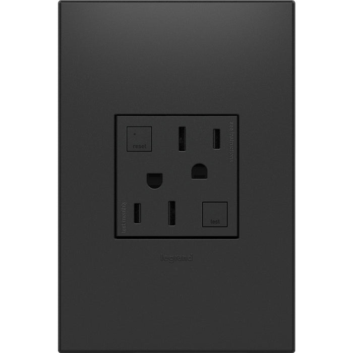 Legrand AGFTR2152G4 Duplex Self-Test GFCI Receptacles, Graphite