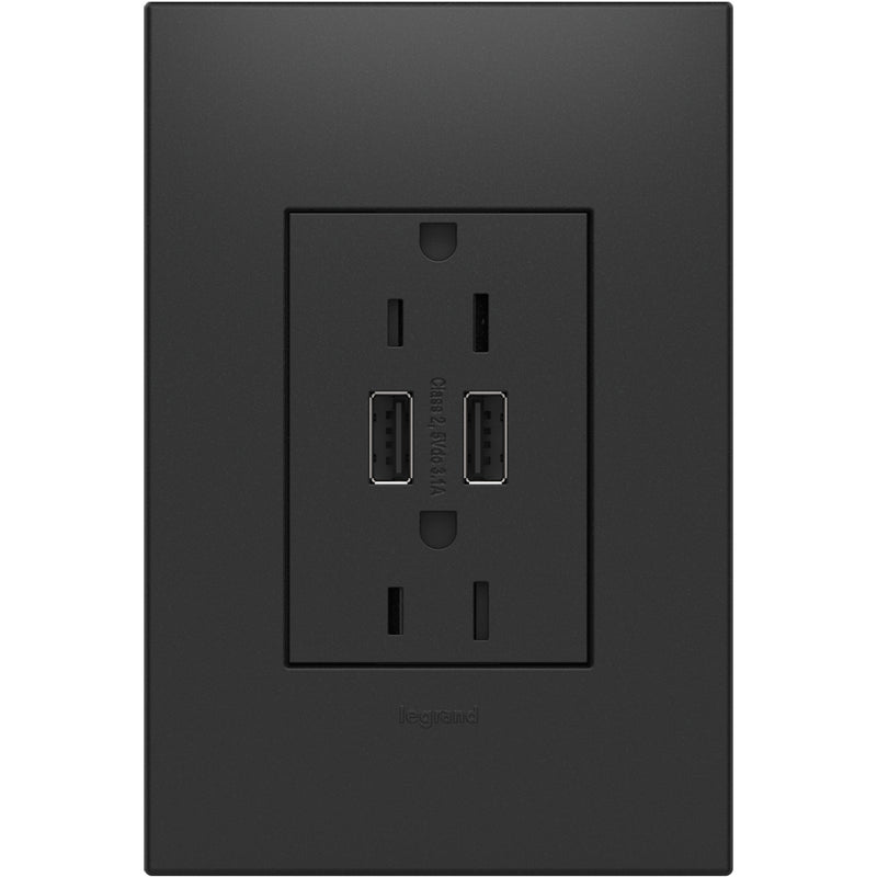 Legrand ARTRUSB153G4 Dual-USB Outlet, Graphite