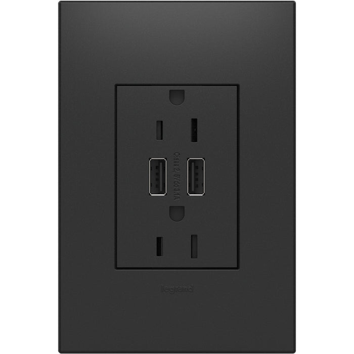 Legrand ARTRUSB153G4 Dual-USB Outlet, Graphite