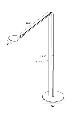 Koncept SPY-W-MGY-USB-FLR LED Floor Lamp, Matte Gray