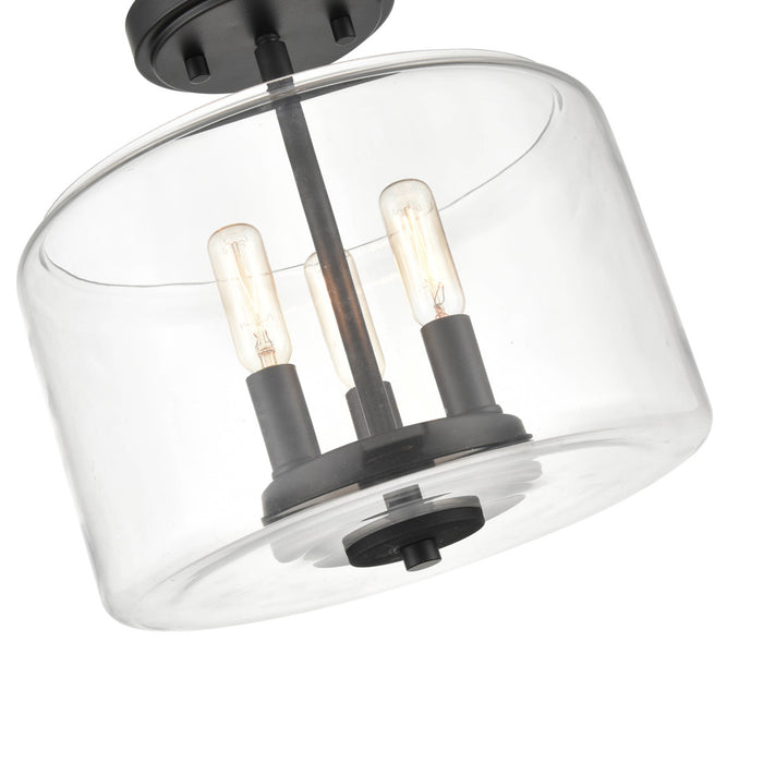 Millennium 46923-MB Three Light Semi-Flush Mount, Matte Black
