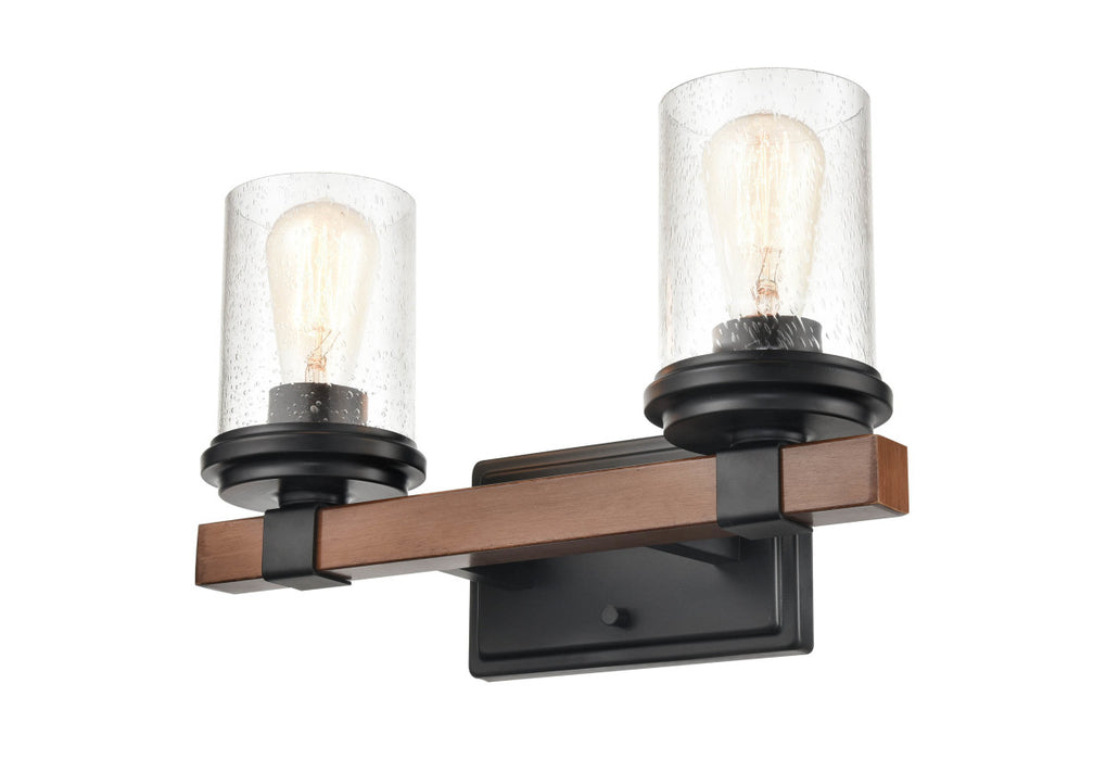 Millennium 3802-MB/WG Two Light Vanity, Matte Black/Wood Grain