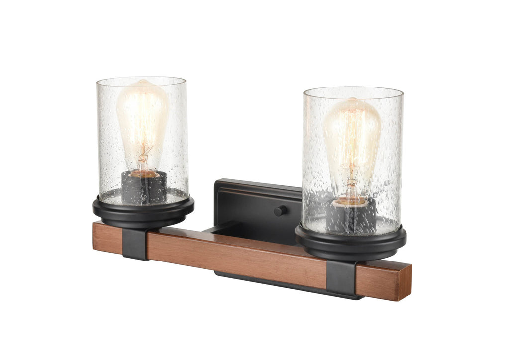 Millennium 3802-MB/WG Two Light Vanity, Matte Black/Wood Grain