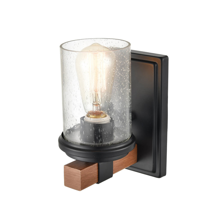 Millennium 3801-MB/WG One Light Wall Sconce, Matte Black/Wood Grain