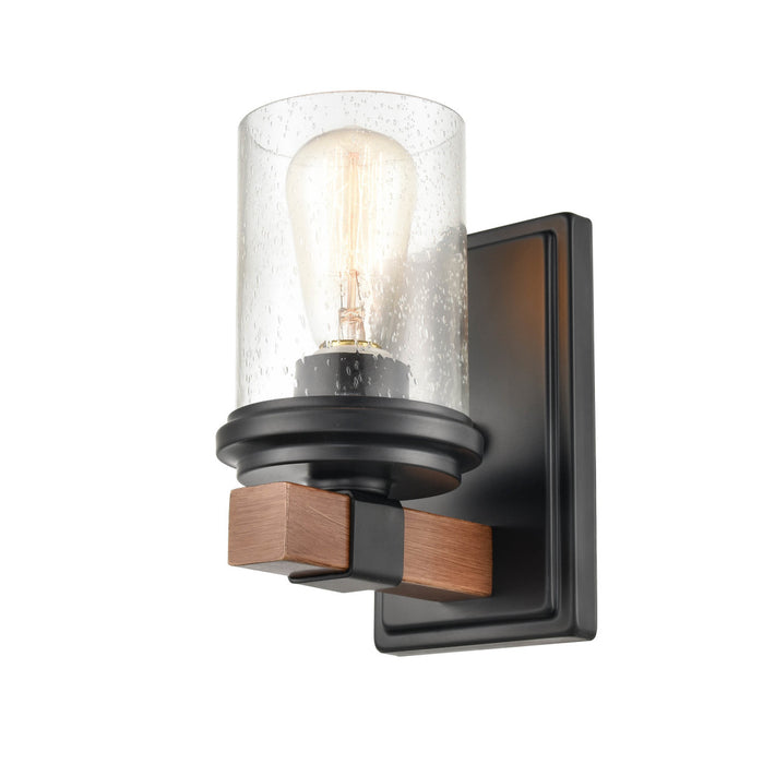 Millennium 3801-MB/WG One Light Wall Sconce, Matte Black/Wood Grain