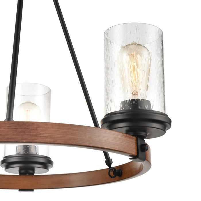 Millennium 3823-MB/WG Three Light Chandelier, Matte Black/Wood Grain