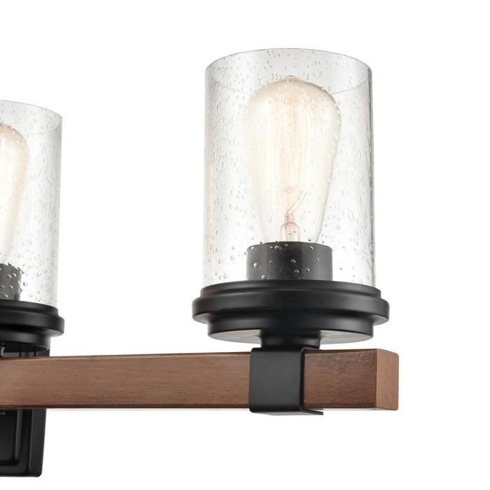 Millennium 3804-MB/WG Four Light Vanity, Matte Black/Wood Grain