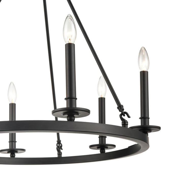 Millennium 46706-MB Six Light Chandelier, Matte Black
