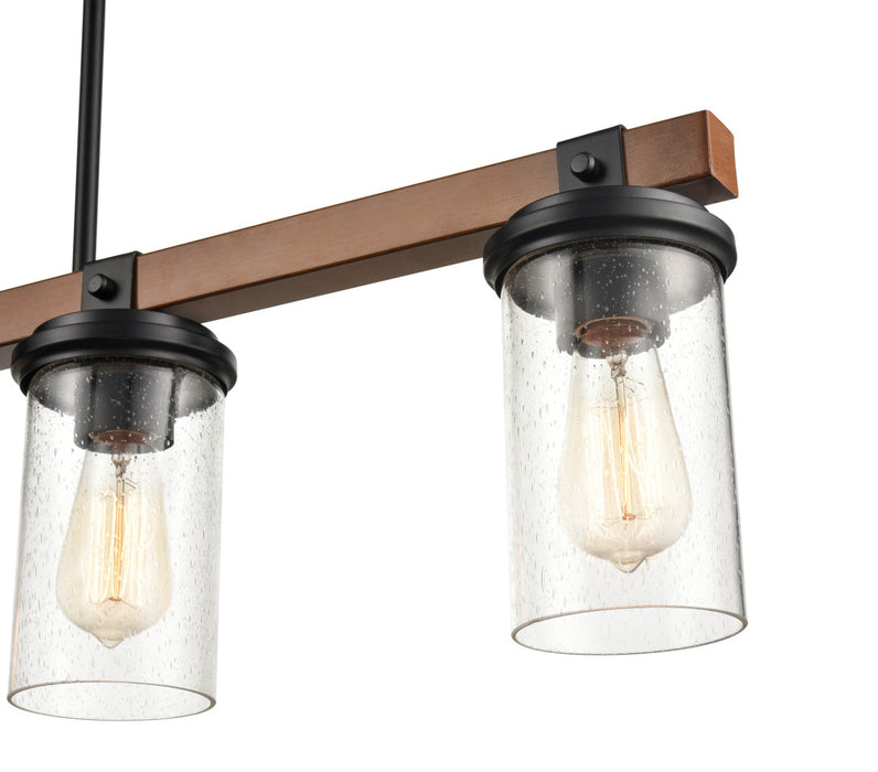 Millennium 3824-MB/WG Four Light Island Pendant, Matte Black/Wood Grain