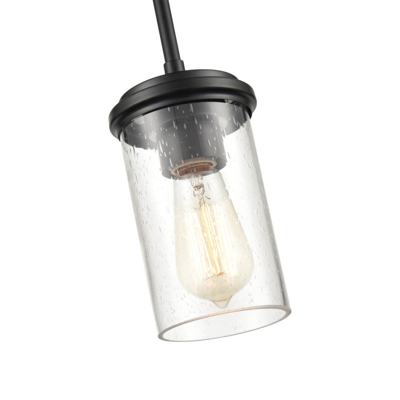 Millennium 3811-MB One Light Mini Pendant, Matte Black/Wood Grain
