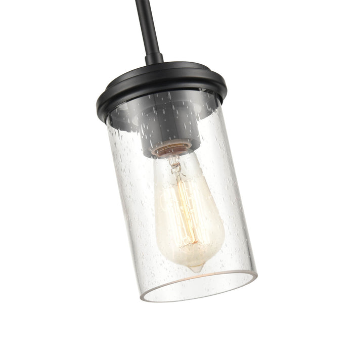 Millennium 3811-MB One Light Mini Pendant, Matte Black/Wood Grain