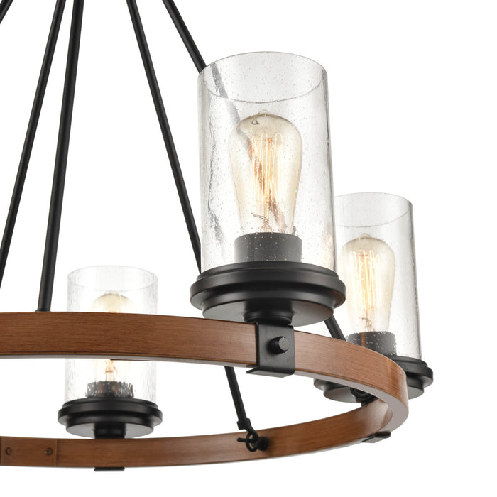 Millennium 3825-MB/WG Five Light Chandelier, Matte Black/Wood Grain