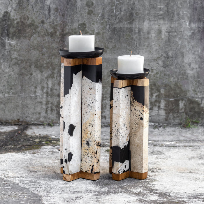 Uttermost 17746 Candleholders, S/2, Natural Coral Stone