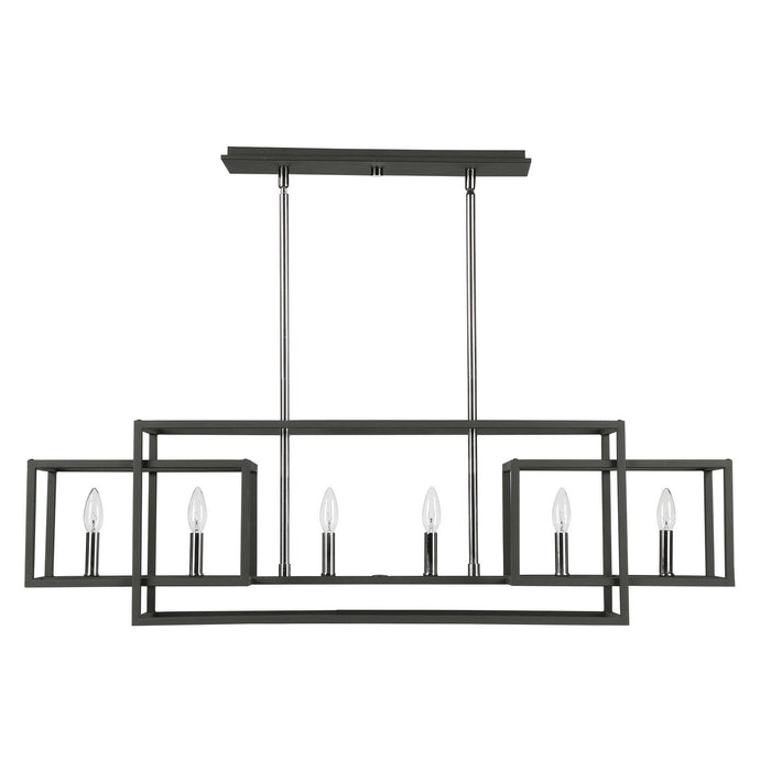 Uttermost 21339 Six Light Chandelier, Black & Polished Nickel