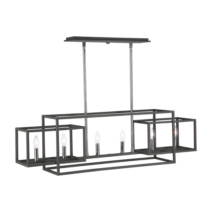 Uttermost 21339 Six Light Chandelier, Black & Polished Nickel