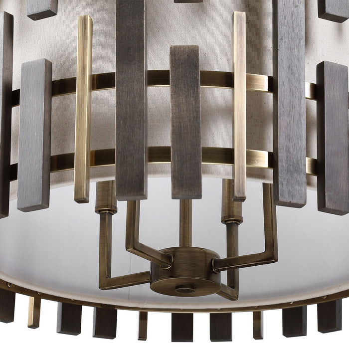 Uttermost 21517 Four Light Pendant, Antique Brass