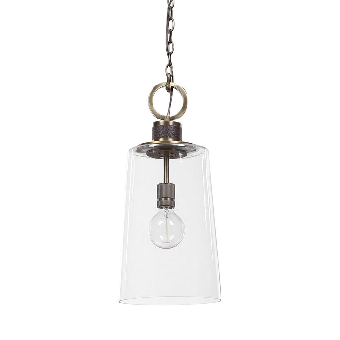 Uttermost 21522 One Light Mini Pendant, Antique Brass