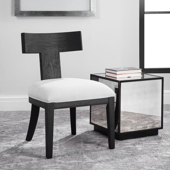 Uttermost 23533 Chair, Brushed And Rubbed In A Charcoal Black Stain