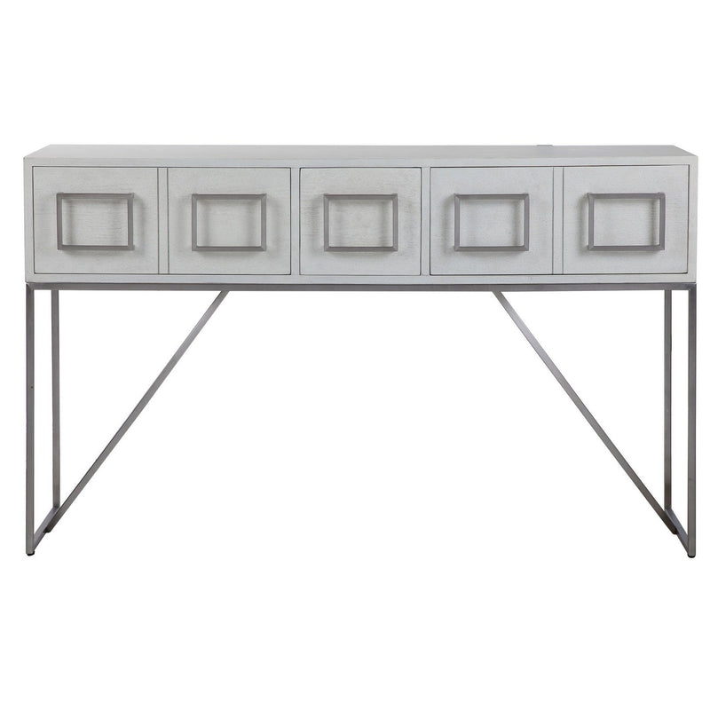 Uttermost 24954 Console Table, Soft White With Light Gray