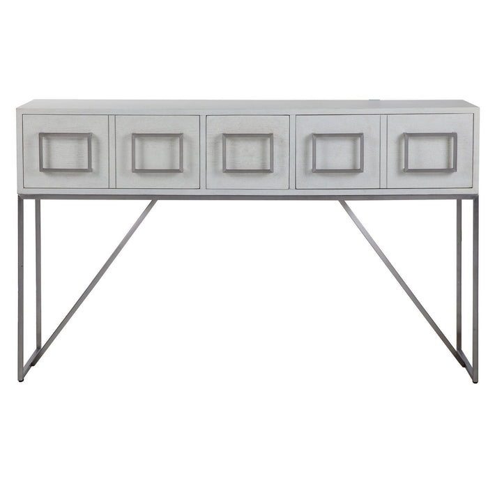 Uttermost 24954 Console Table, Soft White With Light Gray