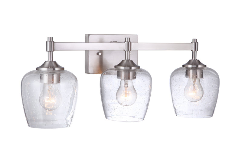 Craftmade 12422BNK3 Three Light Vanity, Brushed Polished Nickel