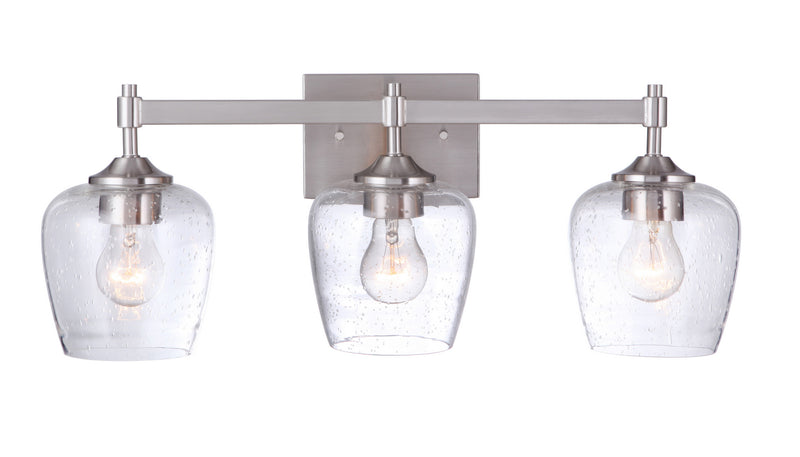 Craftmade 12422BNK3 Three Light Vanity, Brushed Polished Nickel